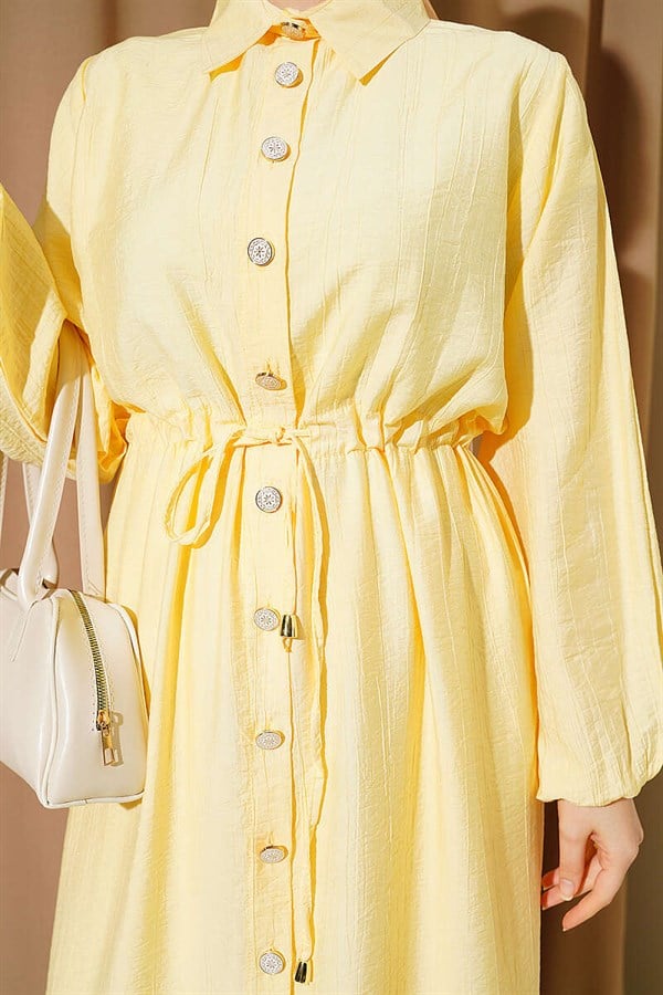 2 Piece Set with long tunic and tunnel waist, yellow.