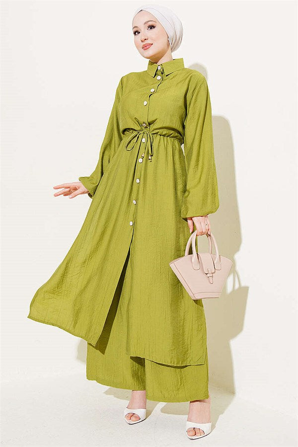 2 Piece Set with Tunic and Waistband, Olive Green