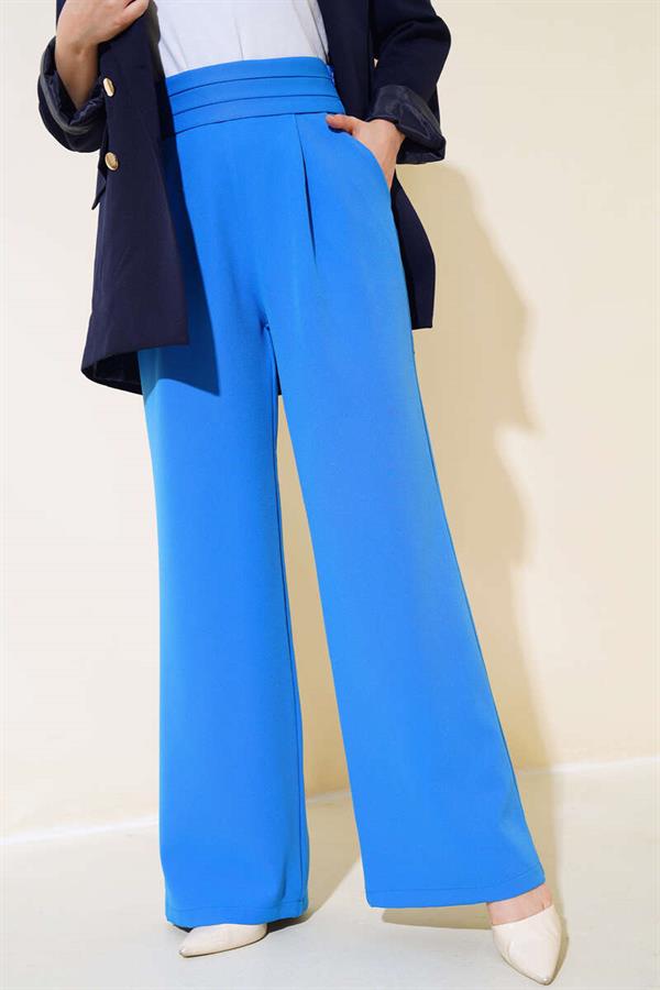 Triple Waist Wide Leg Trousers Blue