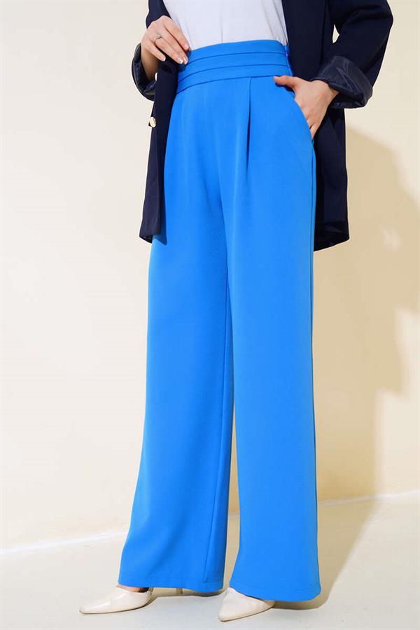 Triple Waist Wide Leg Trousers Blue