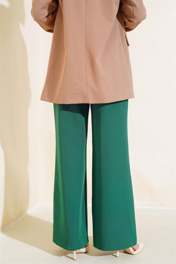 Three-Layer Waist Wide Leg Trousers Green