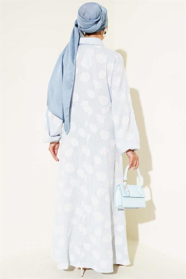 Polka Dot Half Button Dress Baby Blue