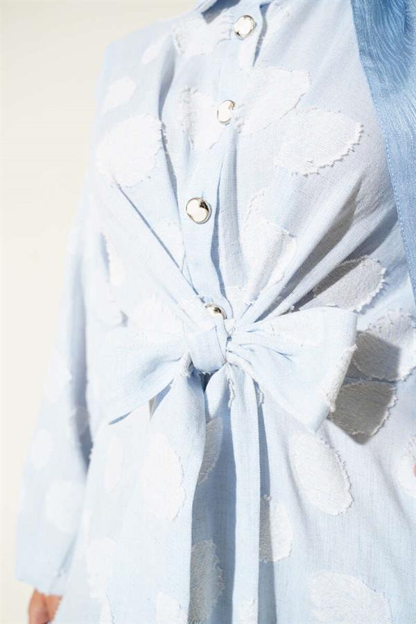 Polka Dot Half Button Dress Baby Blue
