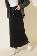 Five-Button Denim Skirt in Smoke Color