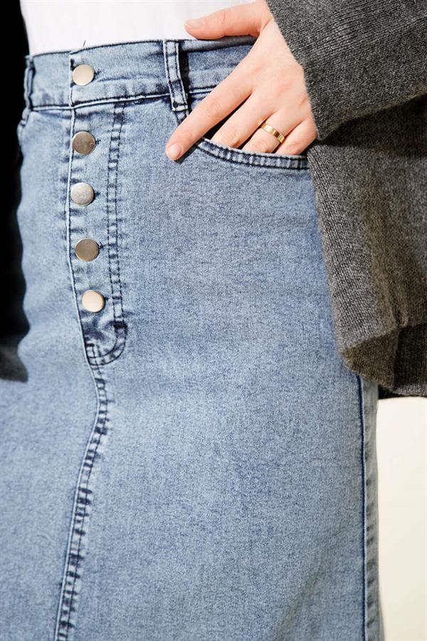 Five-Button Denim Skirt Denim Blue