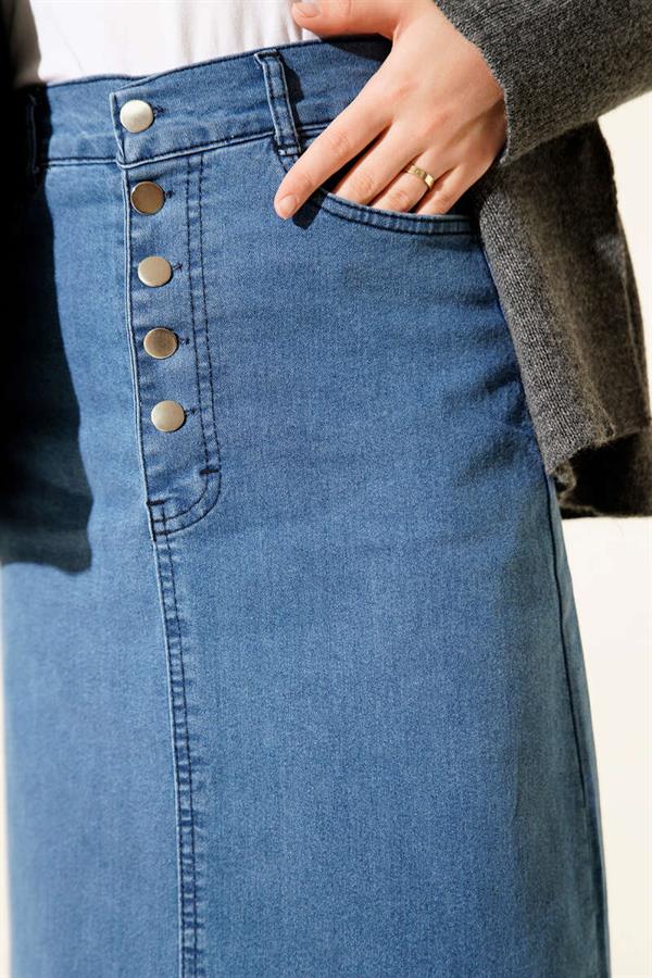Five-Button Denim Skirt Blue