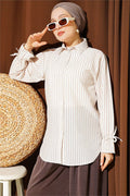 Striped Shirt with Ankle Straps, Beige
