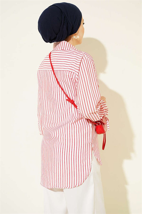 Striped Shirt with Ankle Straps, Red