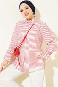 Striped Shirt with Ankle Straps, Red