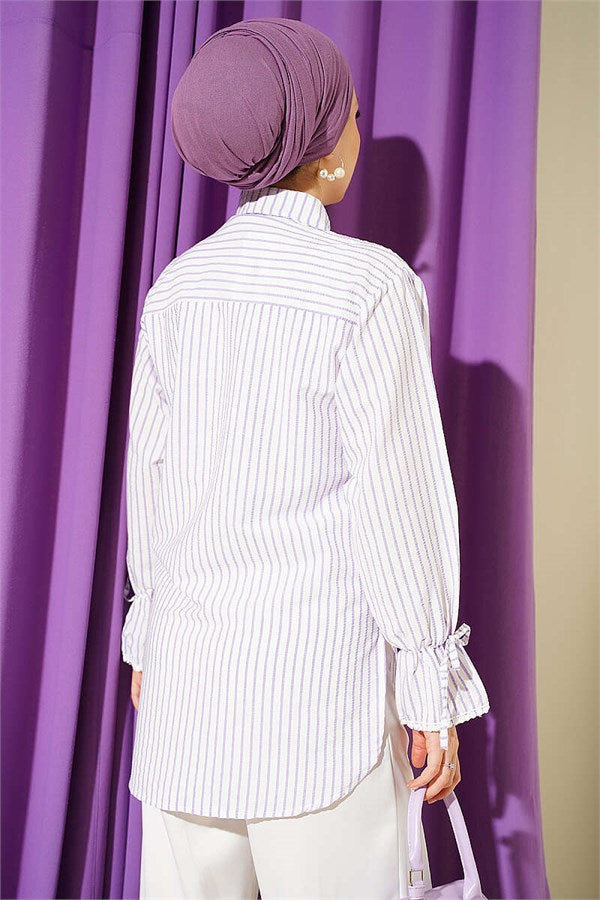 Striped Shirt with Ankle Straps, Lilac
