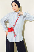 Striped Shirt with Ankle Straps, Blue