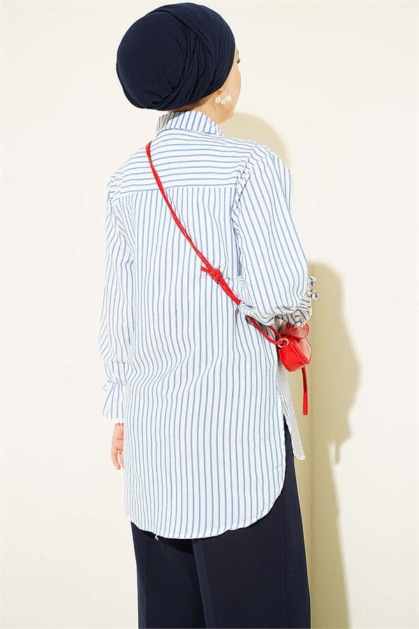 Striped Shirt with Ankle Straps, Blue