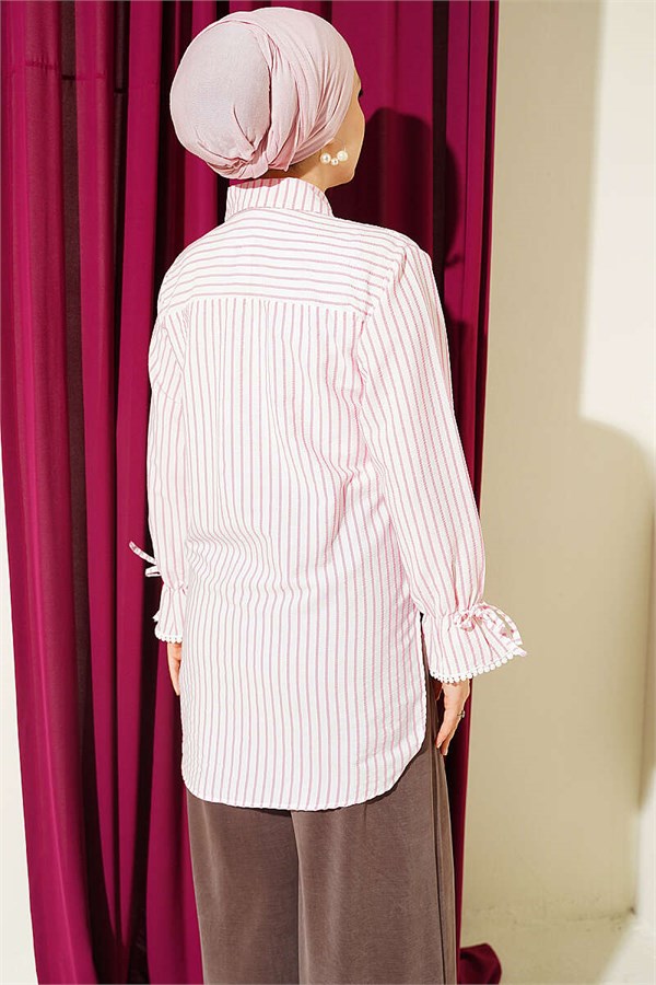 Pink Striped Shirt with Ankle Straps
