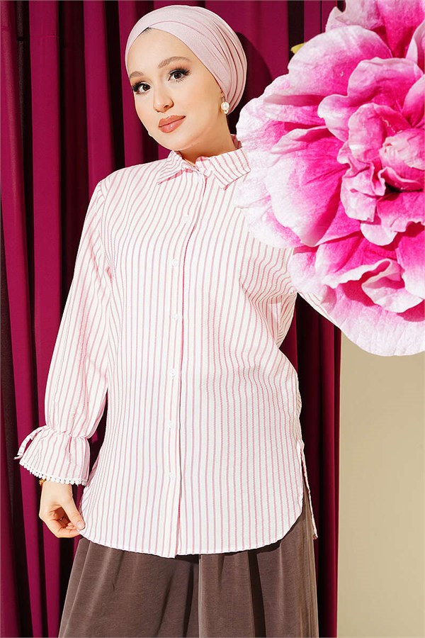 Pink Striped Shirt with Ankle Straps