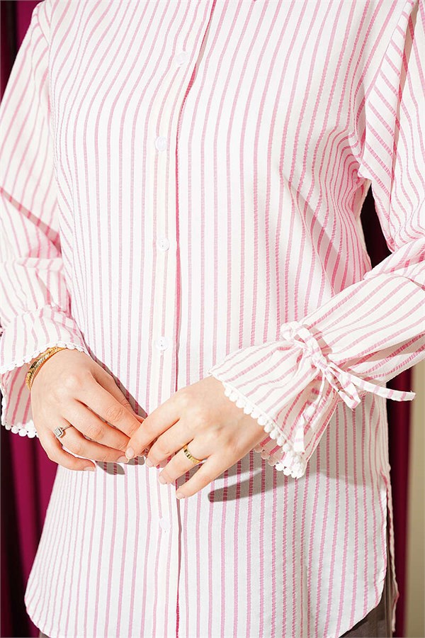 Pink Striped Shirt with Ankle Straps