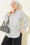 Striped Shirt with Ankle Straps, Black