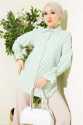 Striped Shirt with Ankle Straps, Green