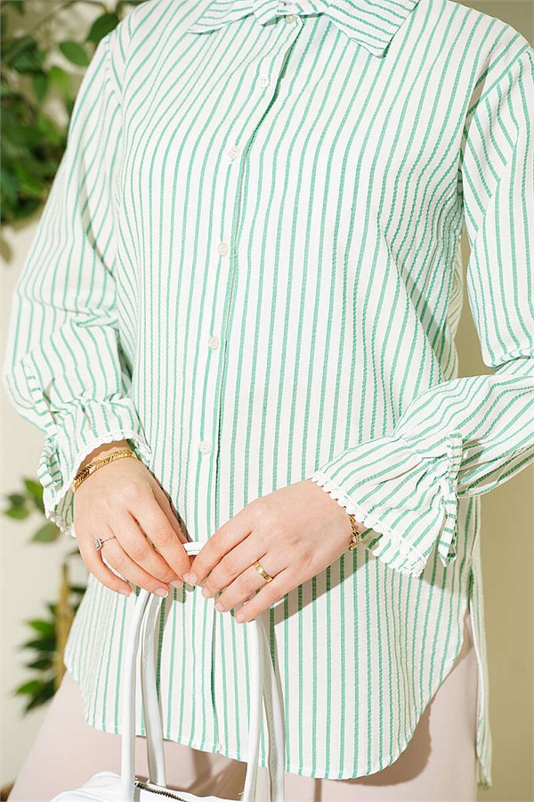 Striped Shirt with Ankle Straps, Green