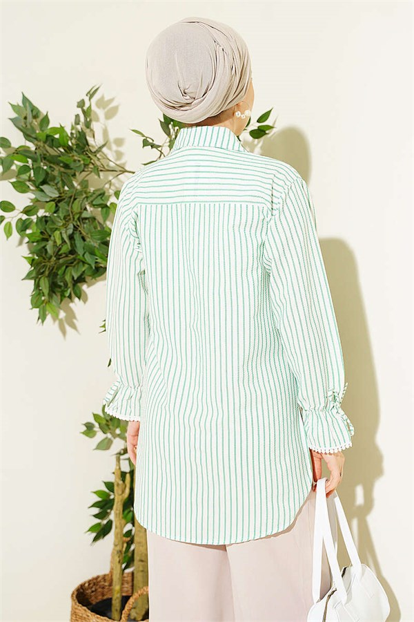 Striped Shirt with Ankle Straps, Green