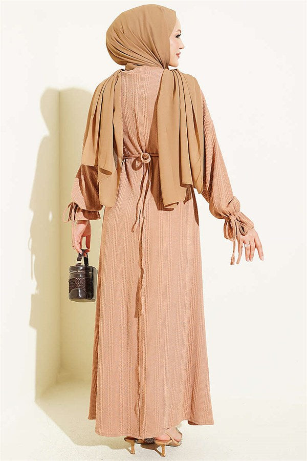 Ankle-Tie Knitted Dress Latte