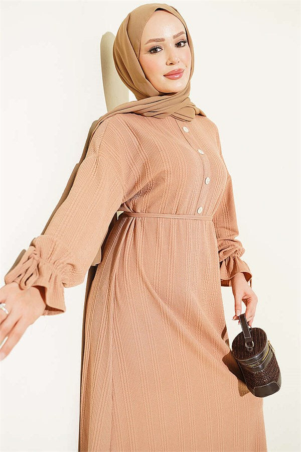 Ankle-Tie Knitted Dress Latte