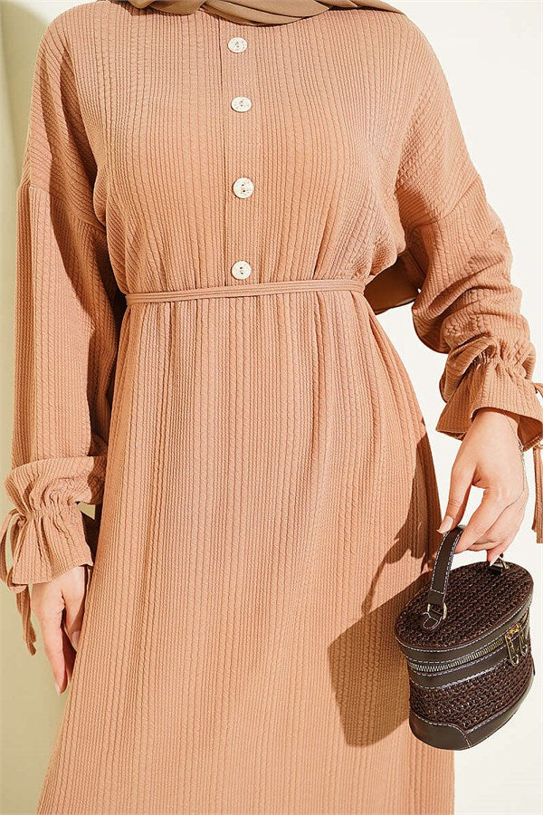 Ankle-Tie Knitted Dress Latte