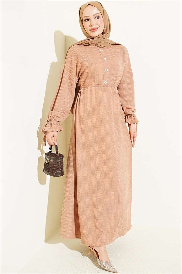 Ankle-Tie Knitted Dress Latte