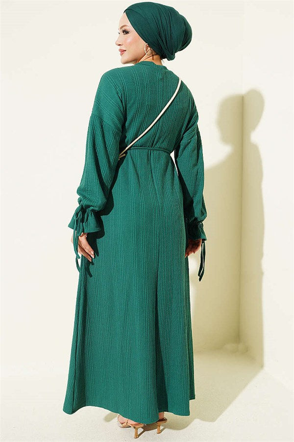Ankle-Tie Knitted Dress Green