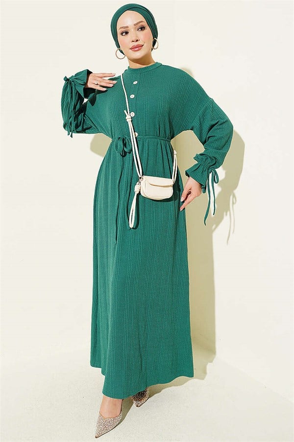 Ankle-Tie Knitted Dress Green