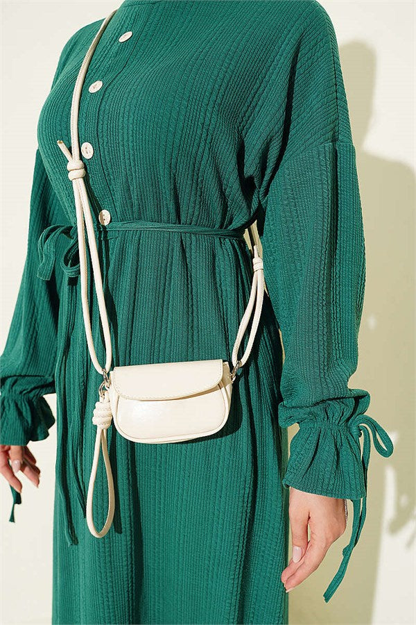 Ankle-Tie Knitted Dress Green