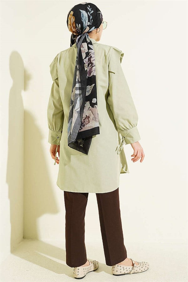 Ankle-tie V-neck Shirt, Light Green