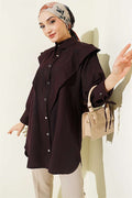 Ankle-Tie V-Neck Shirt, Plum