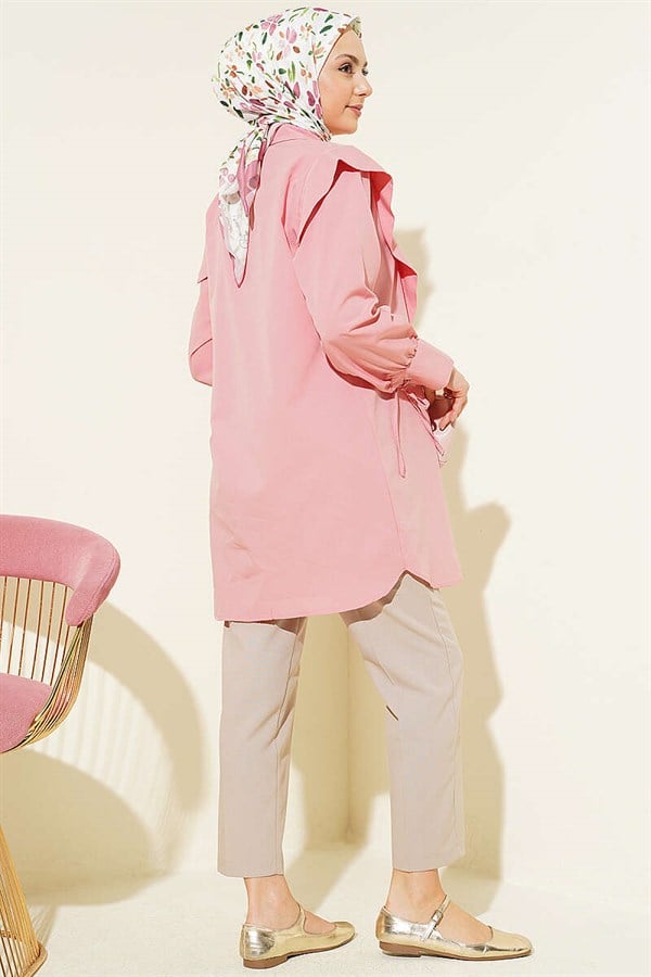 Wrist-Tie V-Shirt Powder Pink