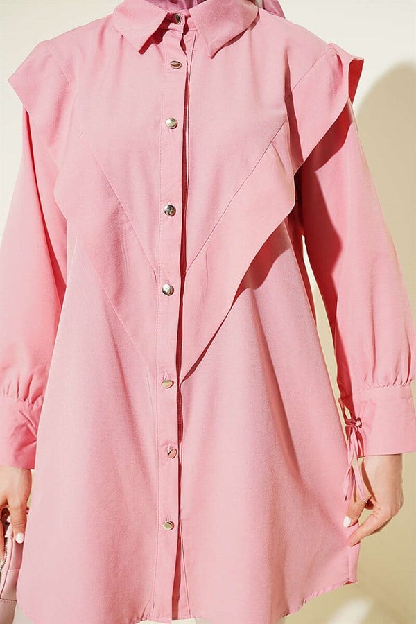 Wrist-Tie V-Shirt Powder Pink