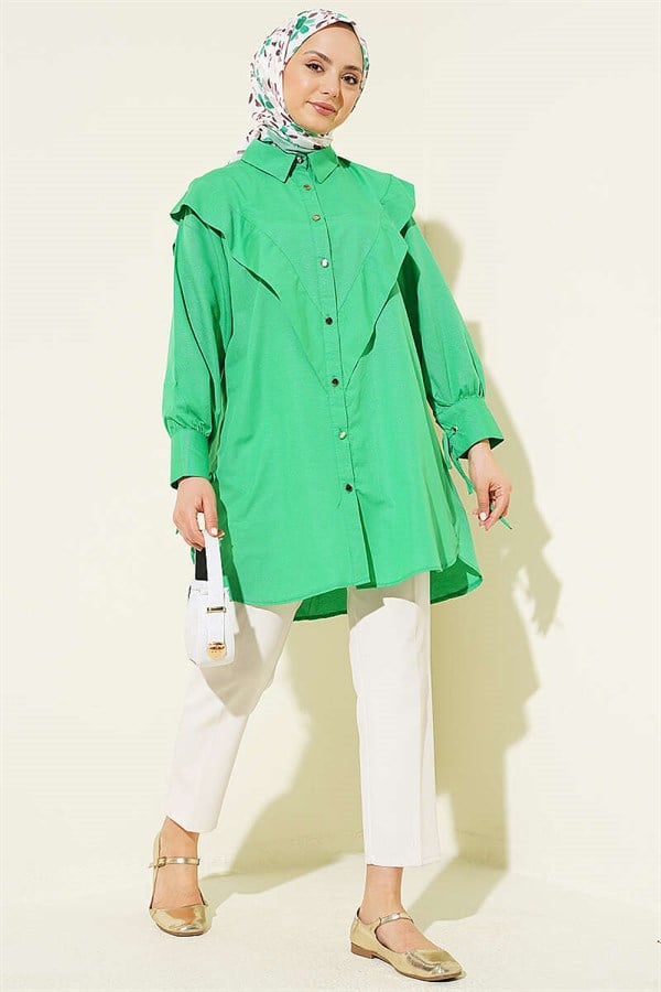 Green V-Neck Shirt with Ankle Straps