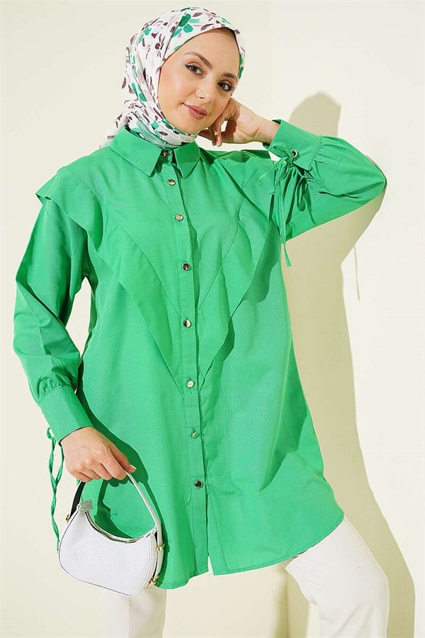 Green V-Neck Shirt with Ankle Straps
