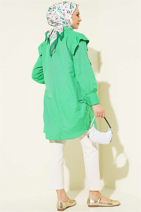 Green V-Neck Shirt with Ankle Straps