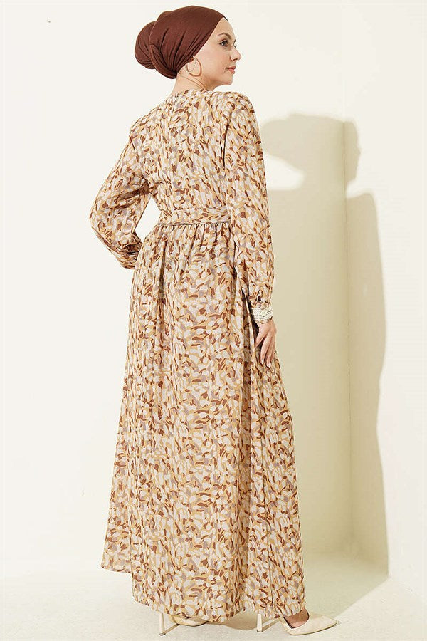 Mustard Dress with Ankle Lace Detail