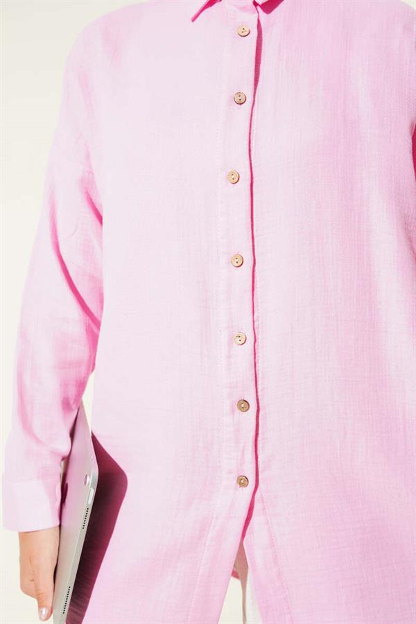 Basic Shirt with Ankle Buttons, Pink