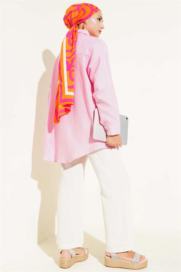 Basic Shirt with Ankle Buttons, Pink