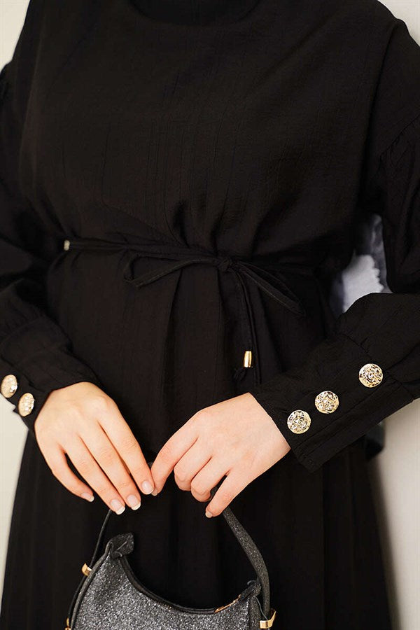 Black Blouse and Skirt 2 Piece Set with Cuff Buttons