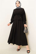 Black Blouse and Skirt 2 Piece Set with Cuff Buttons