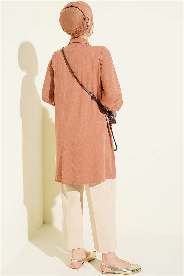 Shirt with Cufflinks and Lace Details, Camel