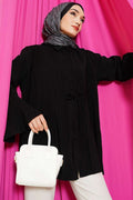 Loose-fitting Modal Shirt with Wrist Ruffles, Black