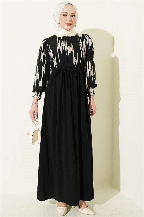 Ankle-Sized Embroidered Dress, Beige