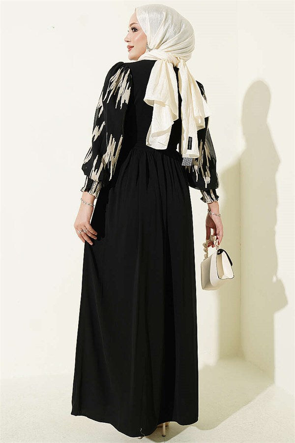 Ankle-Sized Embroidered Dress, Beige
