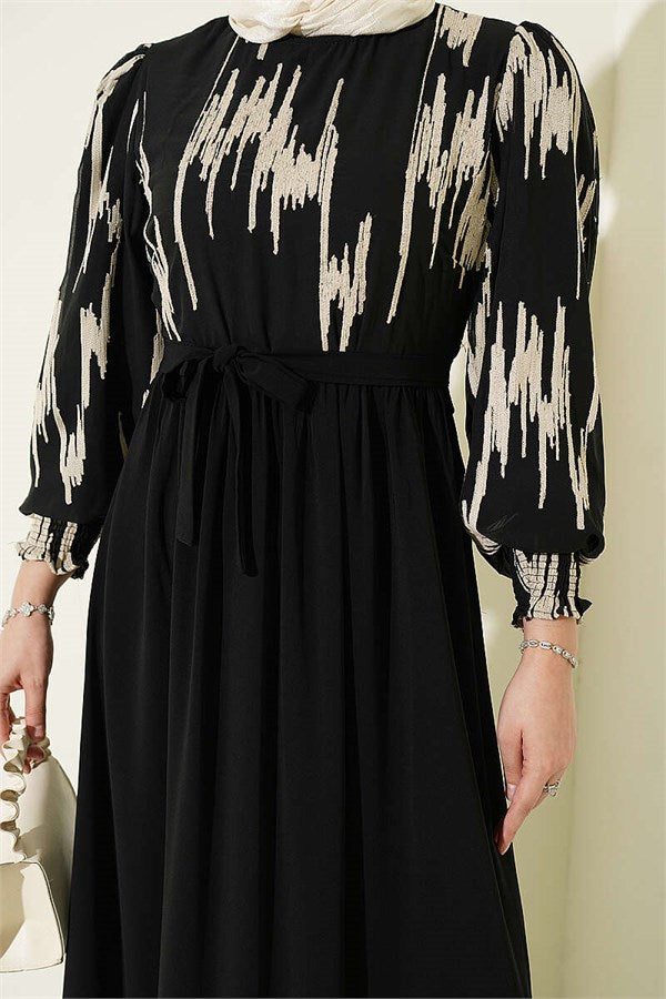 Ankle-Sized Embroidered Dress, Beige