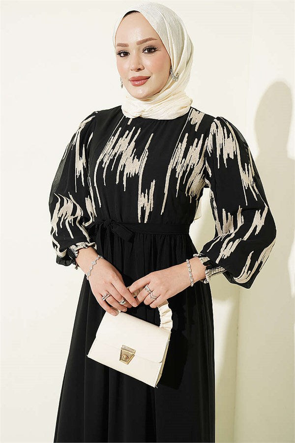 Ankle-Sized Embroidered Dress, Beige