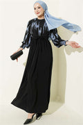 Ankle-Length Embroidered Dress Indigo