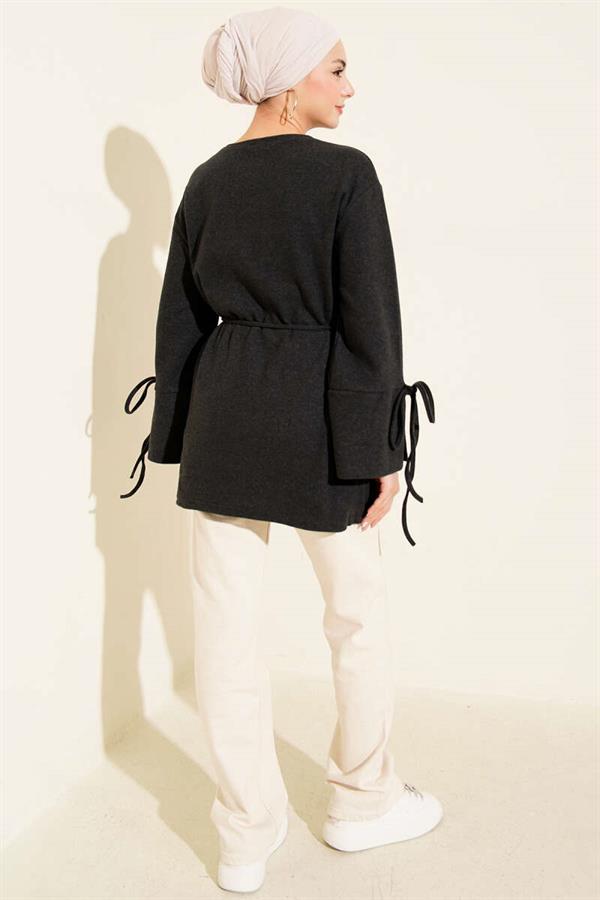 Anthracite Ribbed Tunic with Wrist Straps